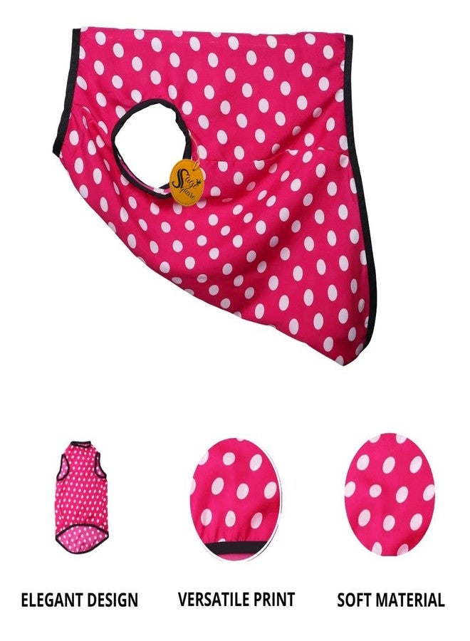 Sage Square Crazy Printed Dog T-Shirt, Trending Dog T-Shirt, Ultra Soft & Light Weight, Comfortable & Breathable Dog Apparel, Trendy Outfit (Small - 14 inch) (Polka Pink) - Image 2